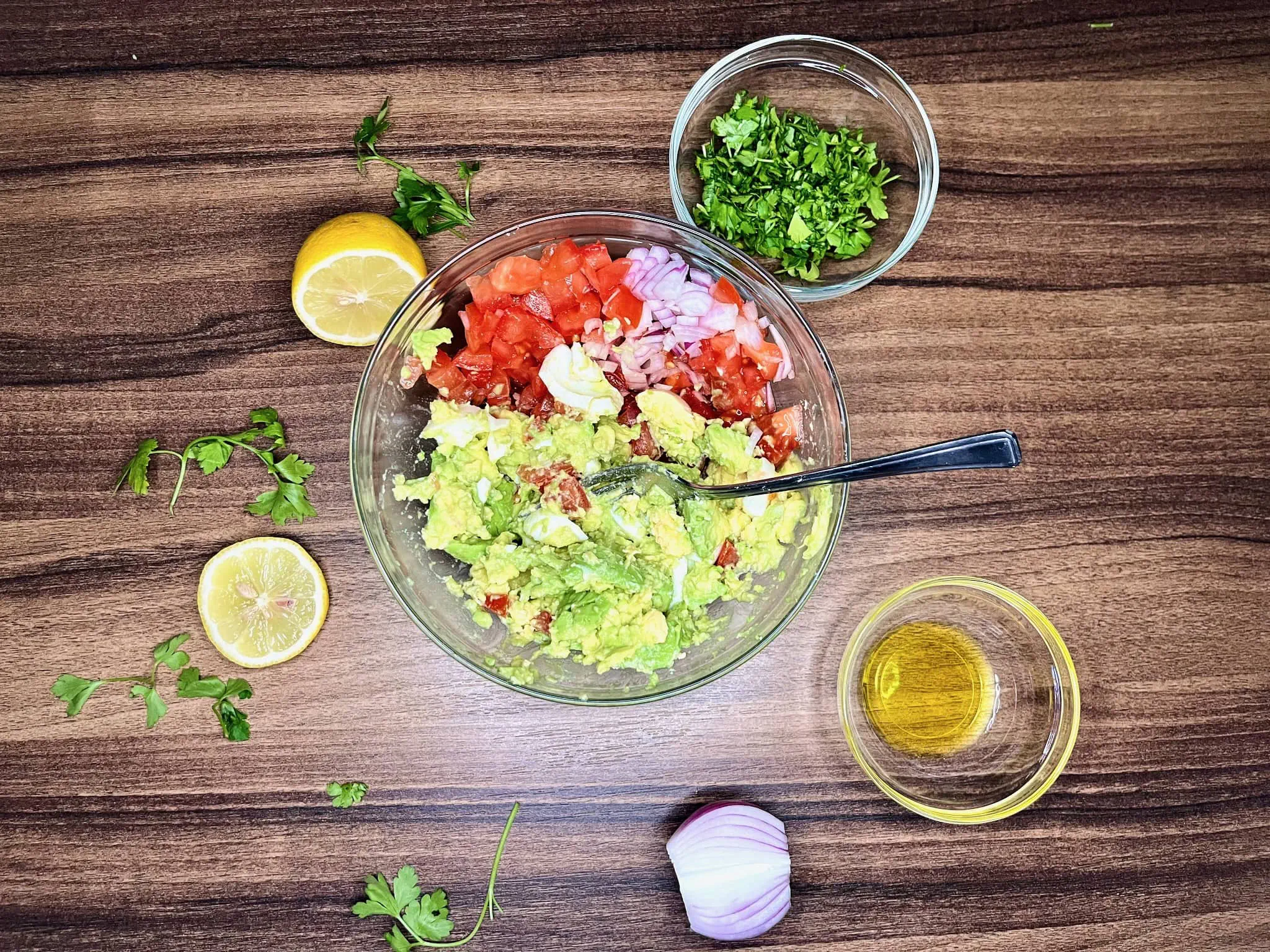 Mashed ingredients in a bowl