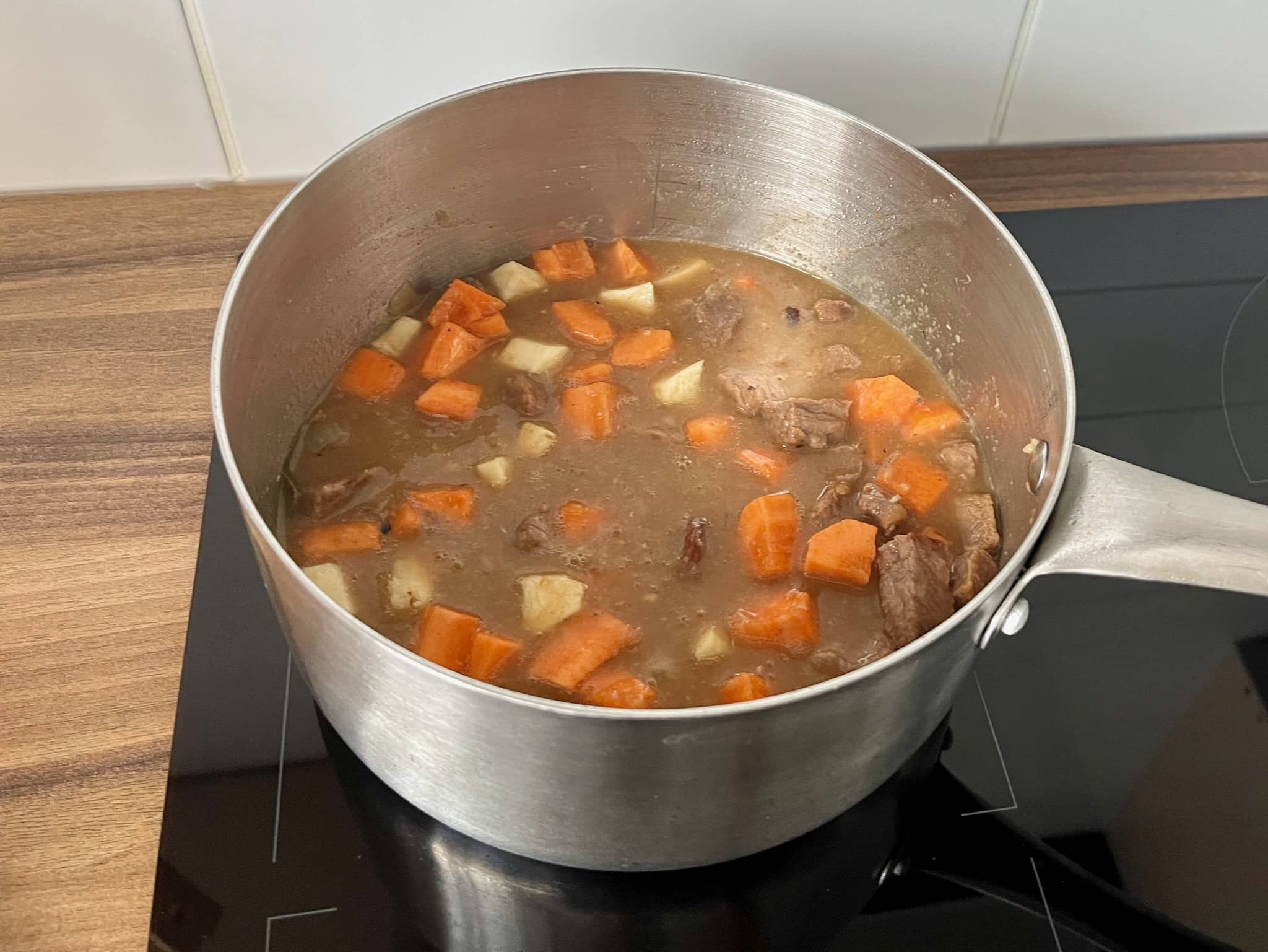 Beef Casserole in progress with added vegetable