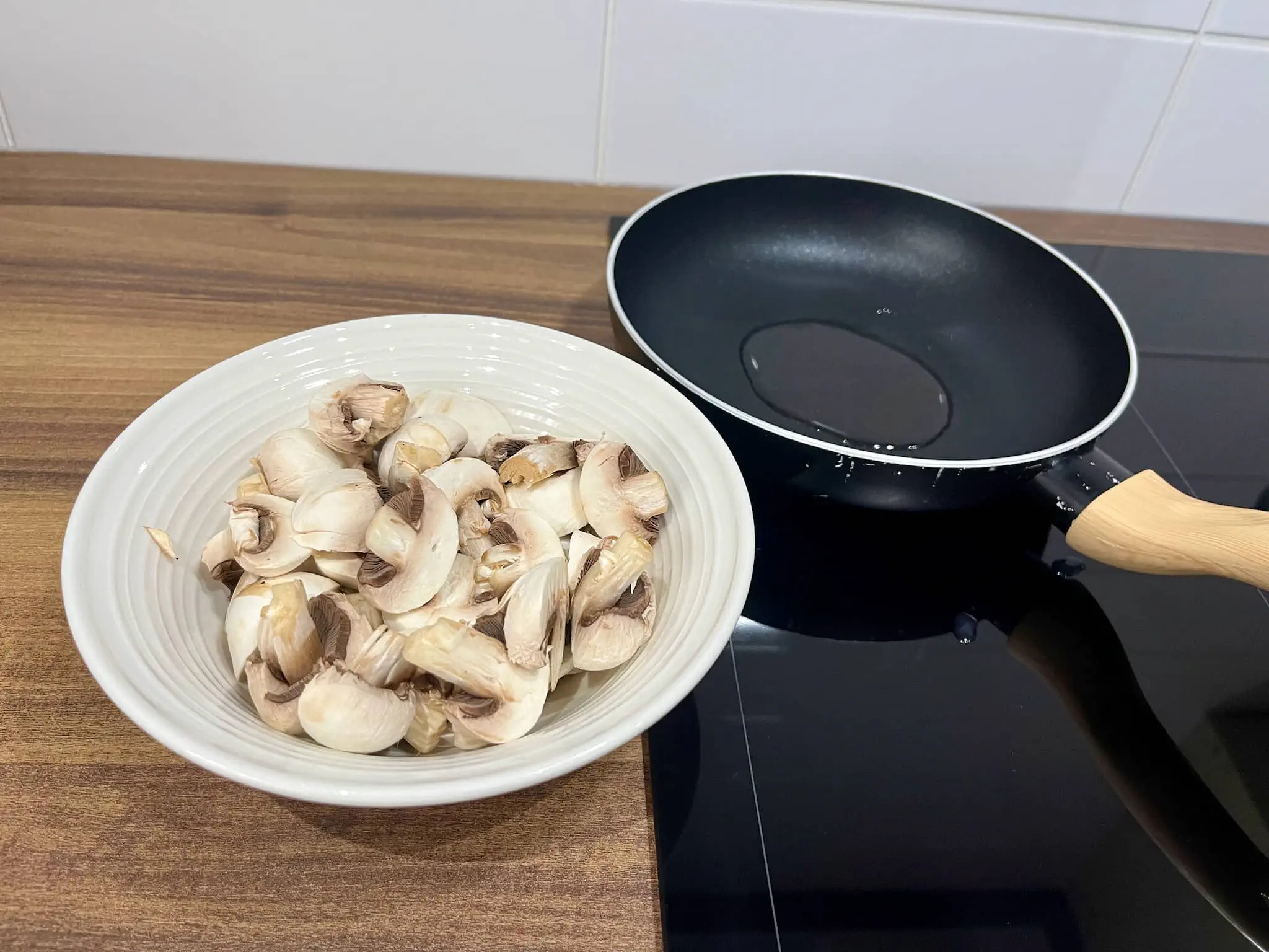 Cut mushrooms