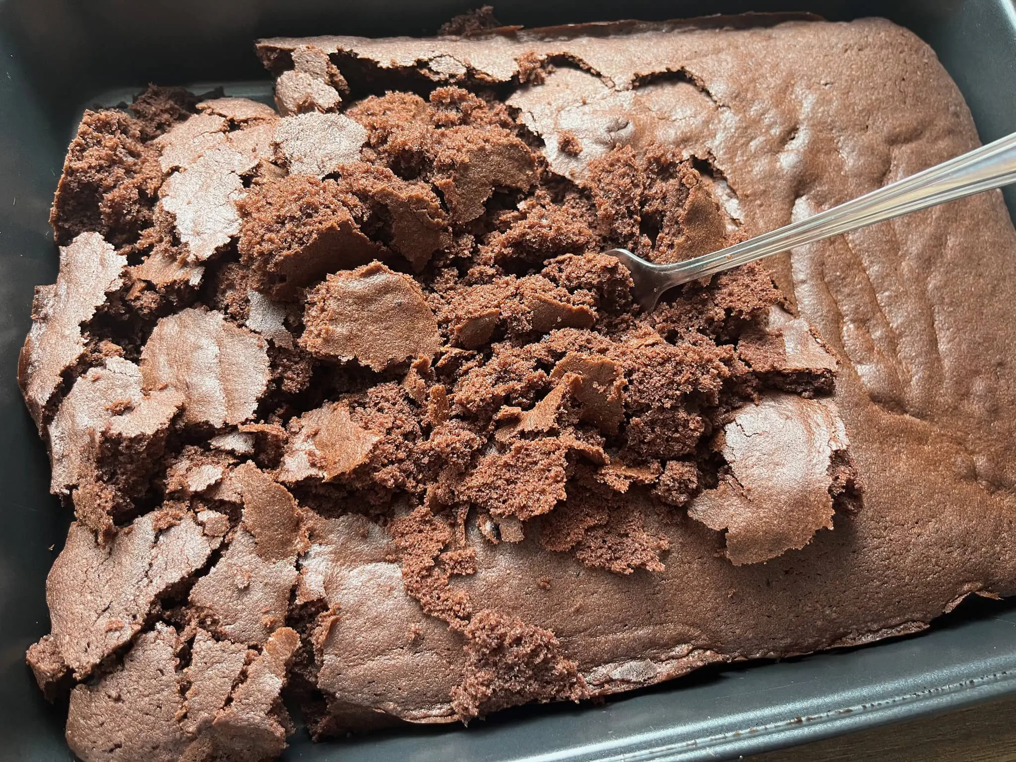 Chocolate Sponge Cake crushed with a fork