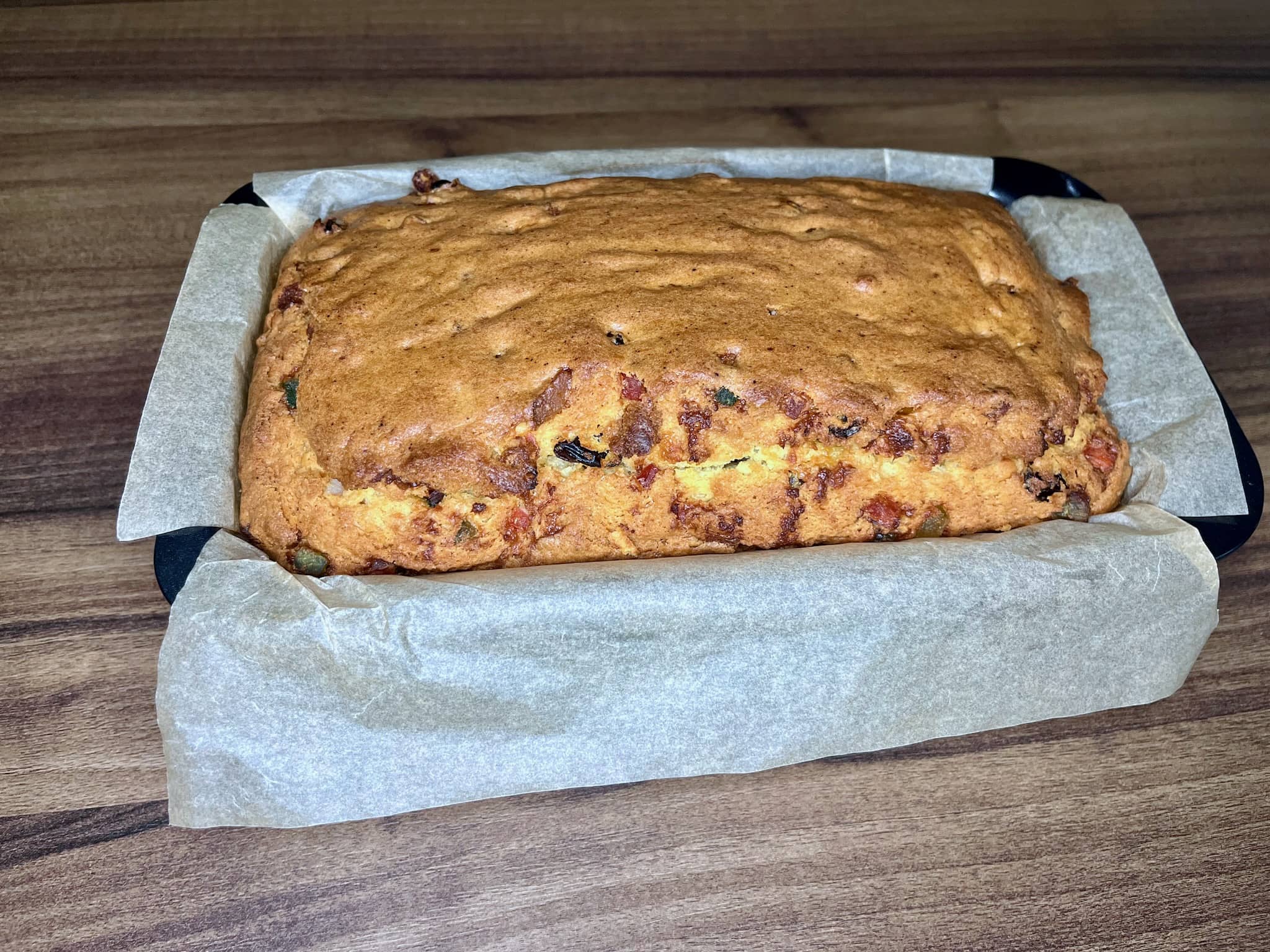 Nicely baked Candied Fruit Loaf Cake straight from the oven