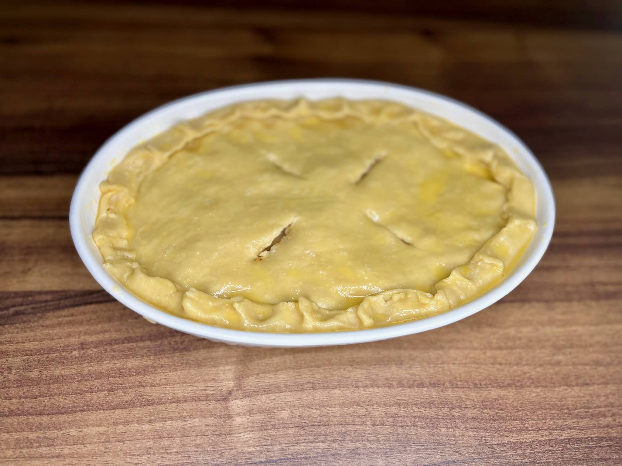 Cheese and Onion pie ready to be baked