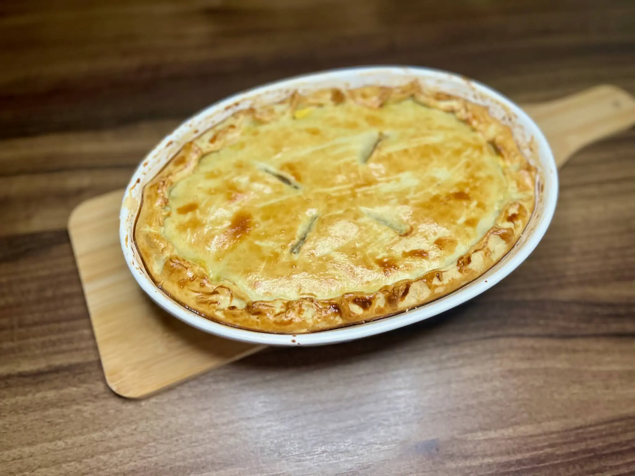 Cheese and Onion pie nicely baked straight from the oven