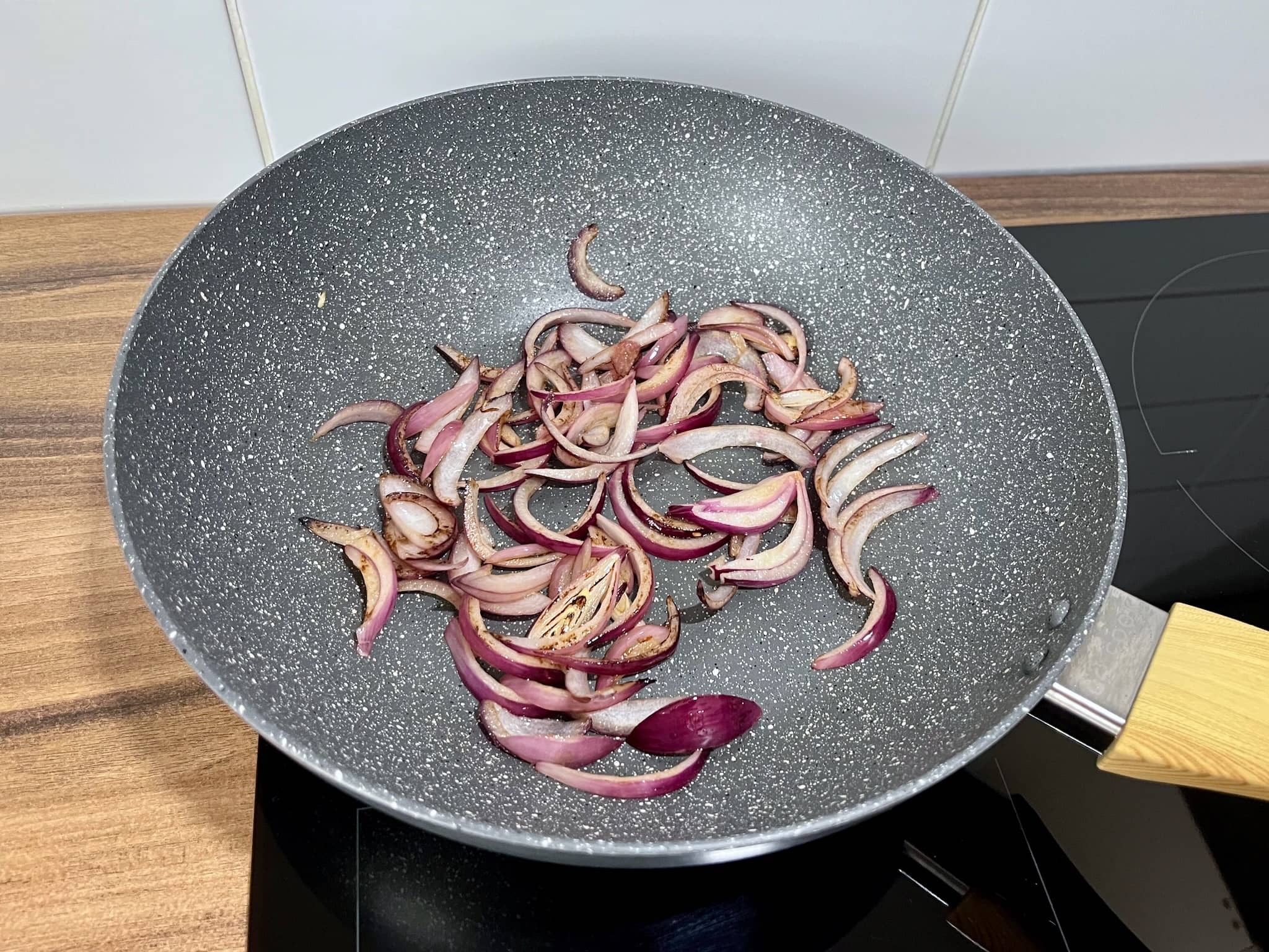 Sautéed onion in a pan