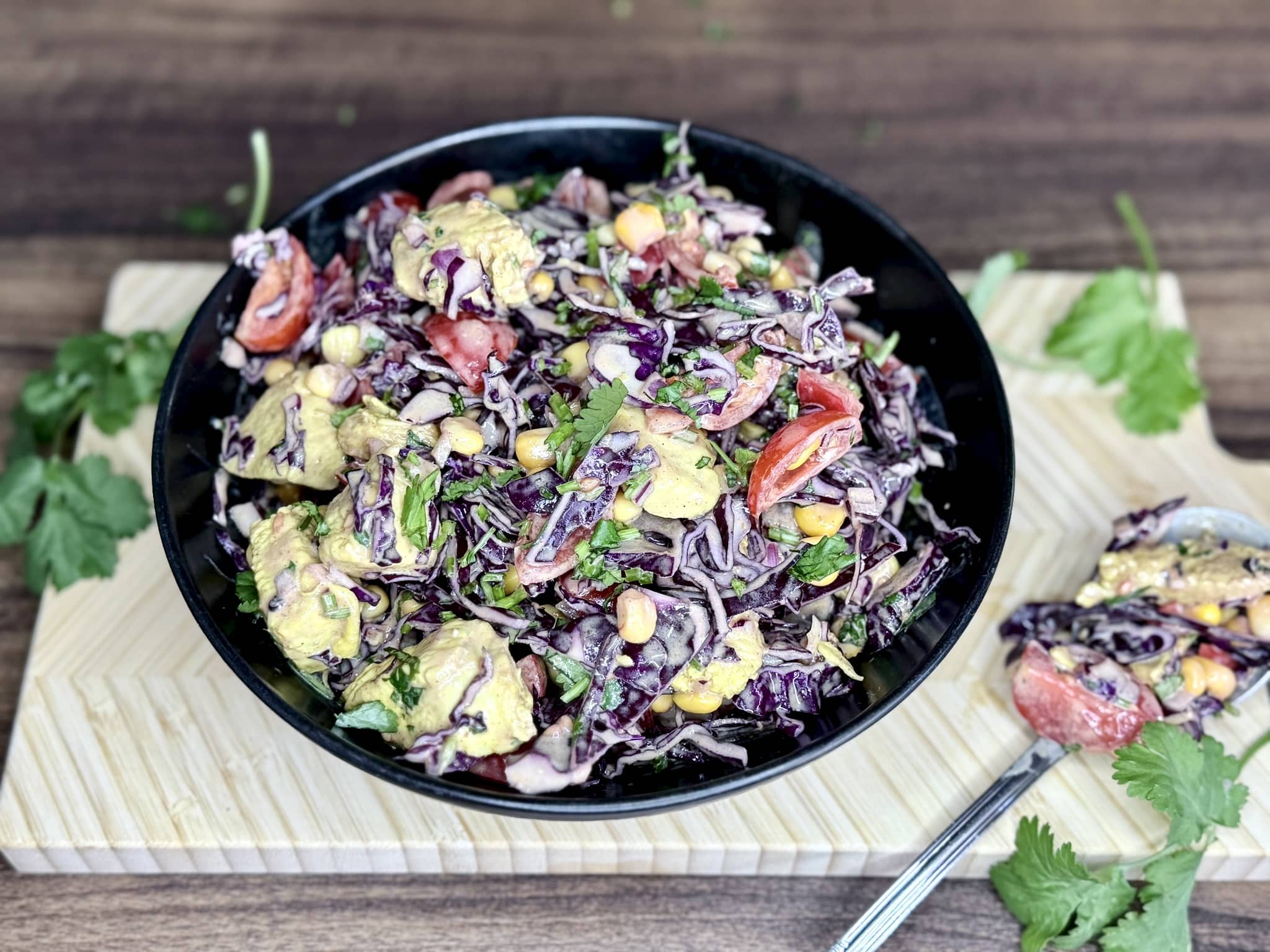 Chicken Kebab Salad with Red Cabbage