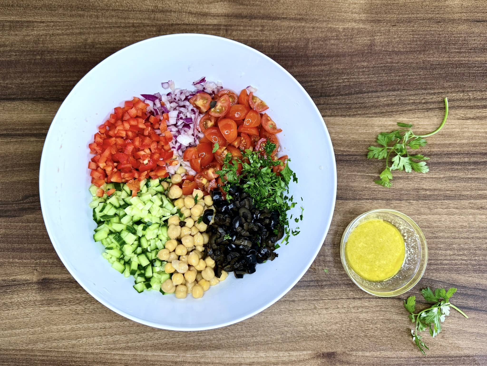 All main ingredients in a bowl ready to be mixed together