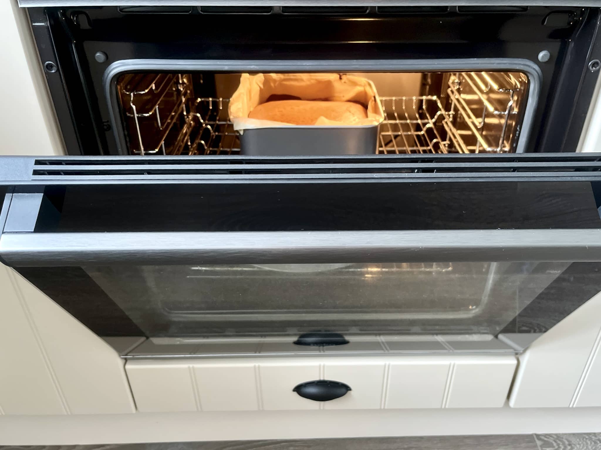 Slightly open oven door a few minutes before finishing baking