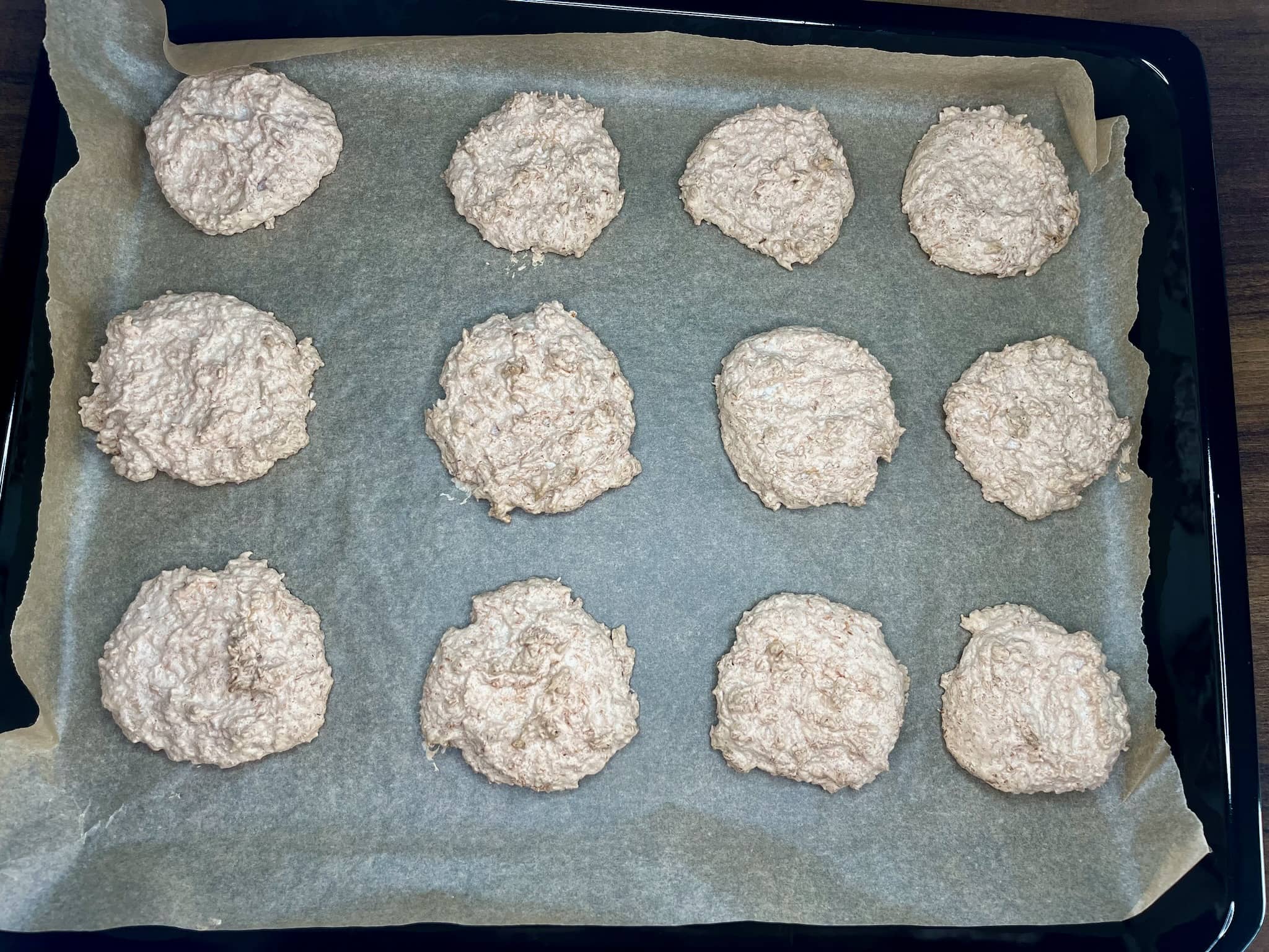 Freshly baked coconut meringue cookies, straight out of the oven