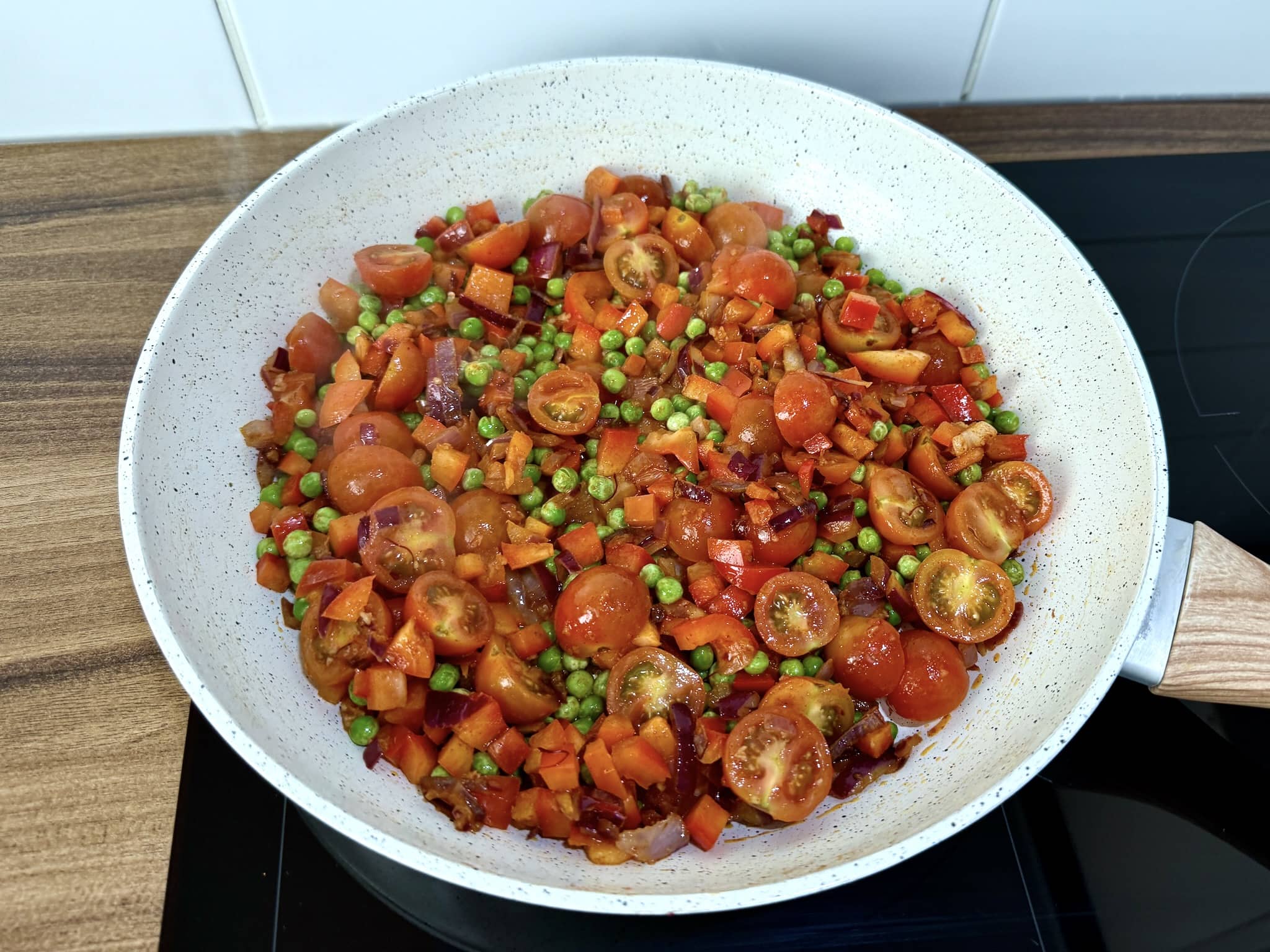All base ingredients nicely fried in the pan, ready for the next step