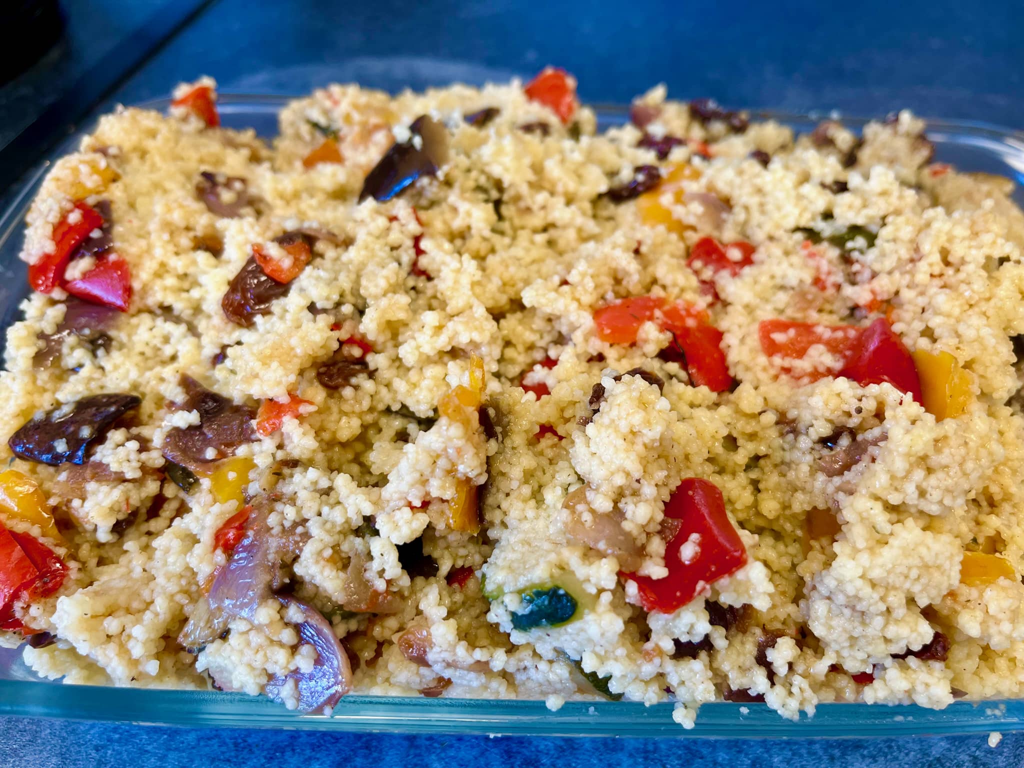 Roasted Mediterranean vegetables combined with couscous