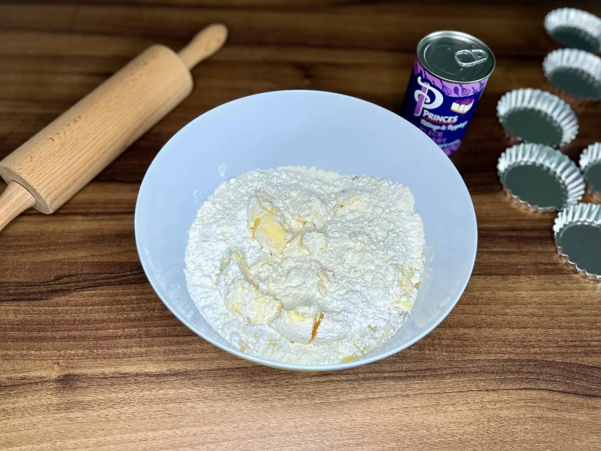 Currently mixing dough in a bowl