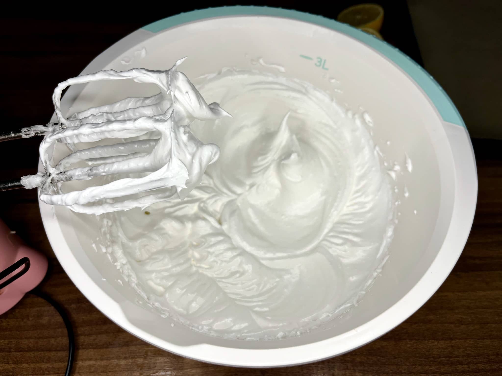 Mixing egg-whites in a bowl
