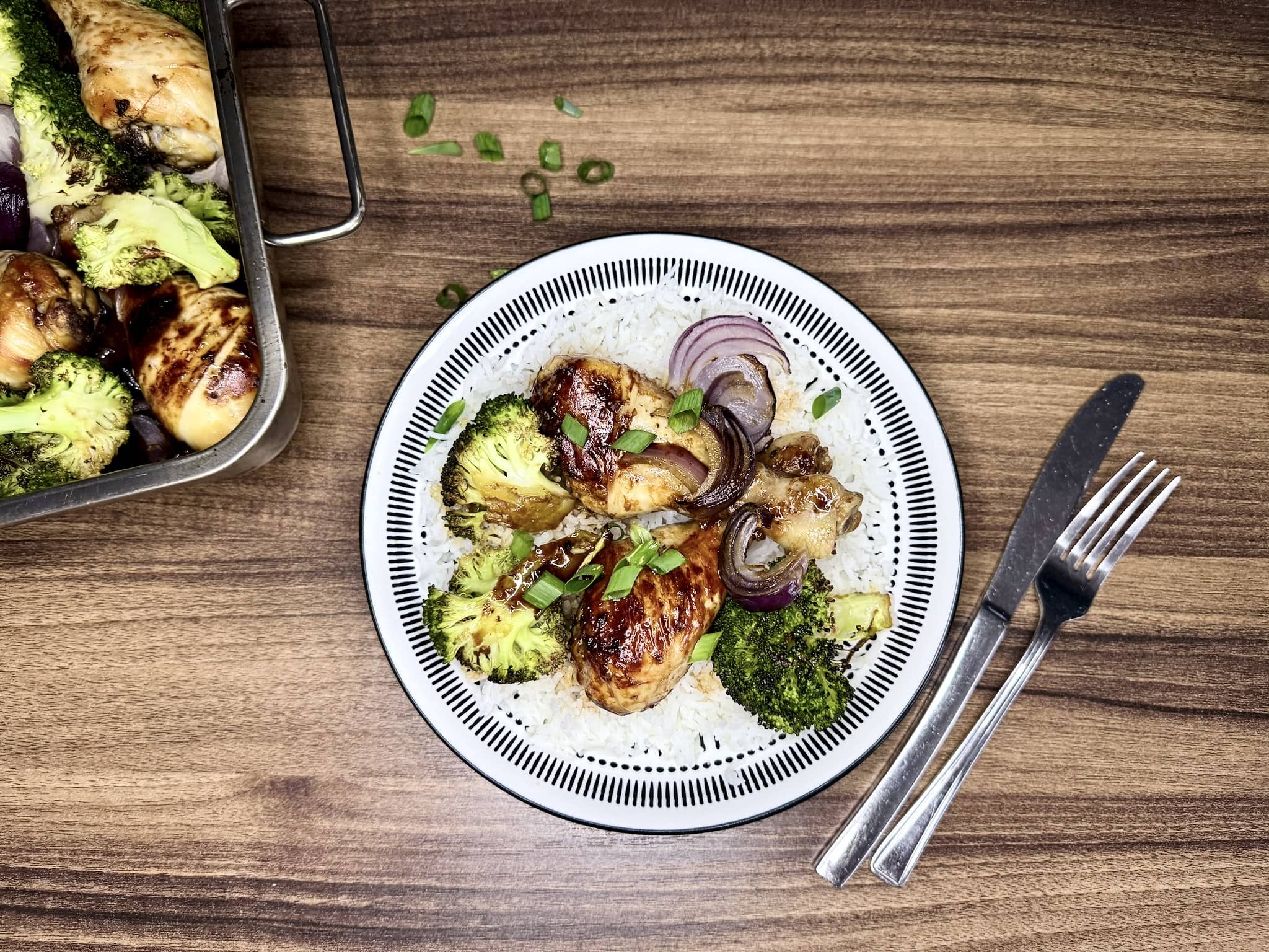 Oriental Spiced Chicken Drumsticks with Rice