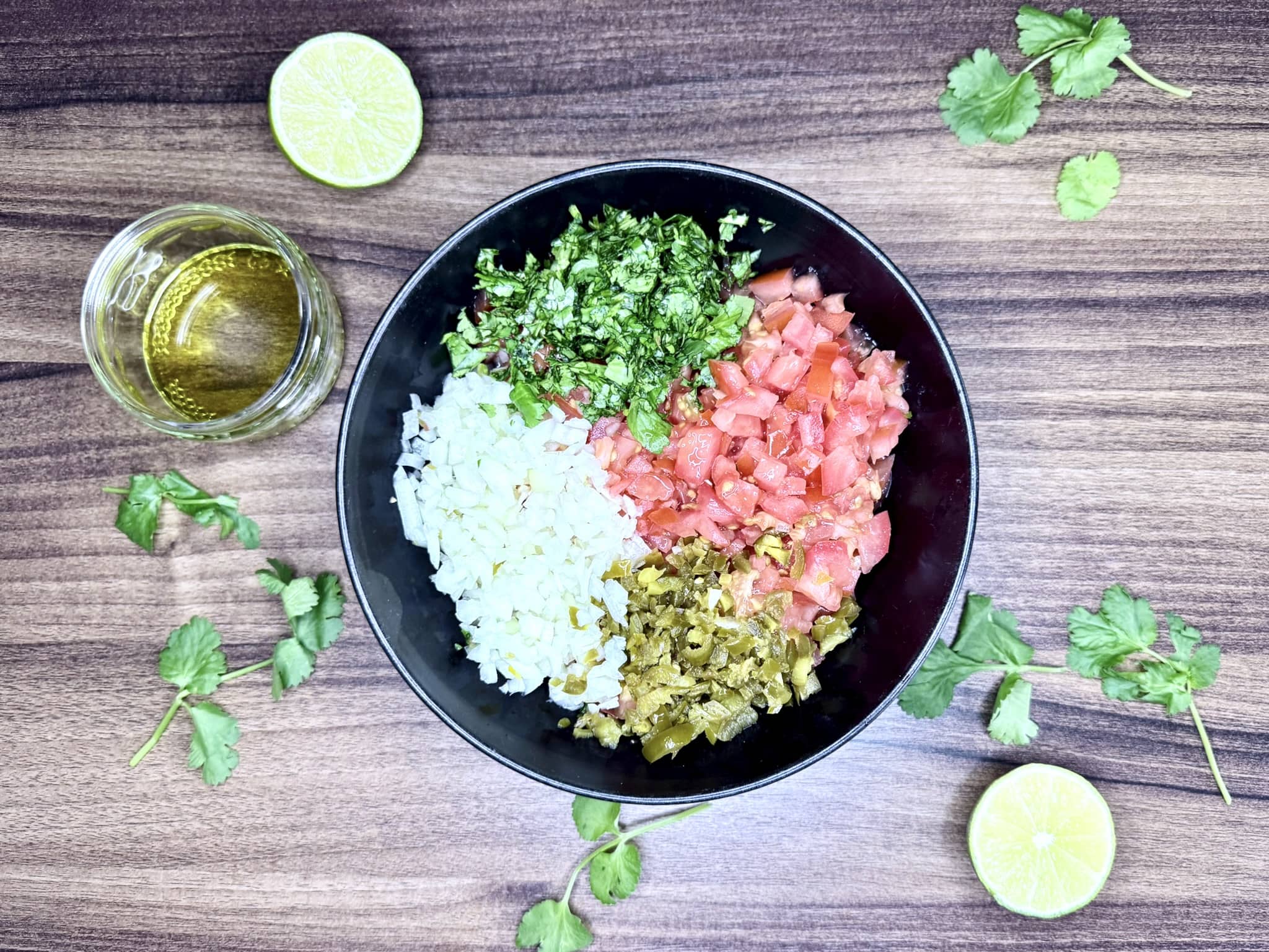 All the fresh ingredients in the bowl ready for spices