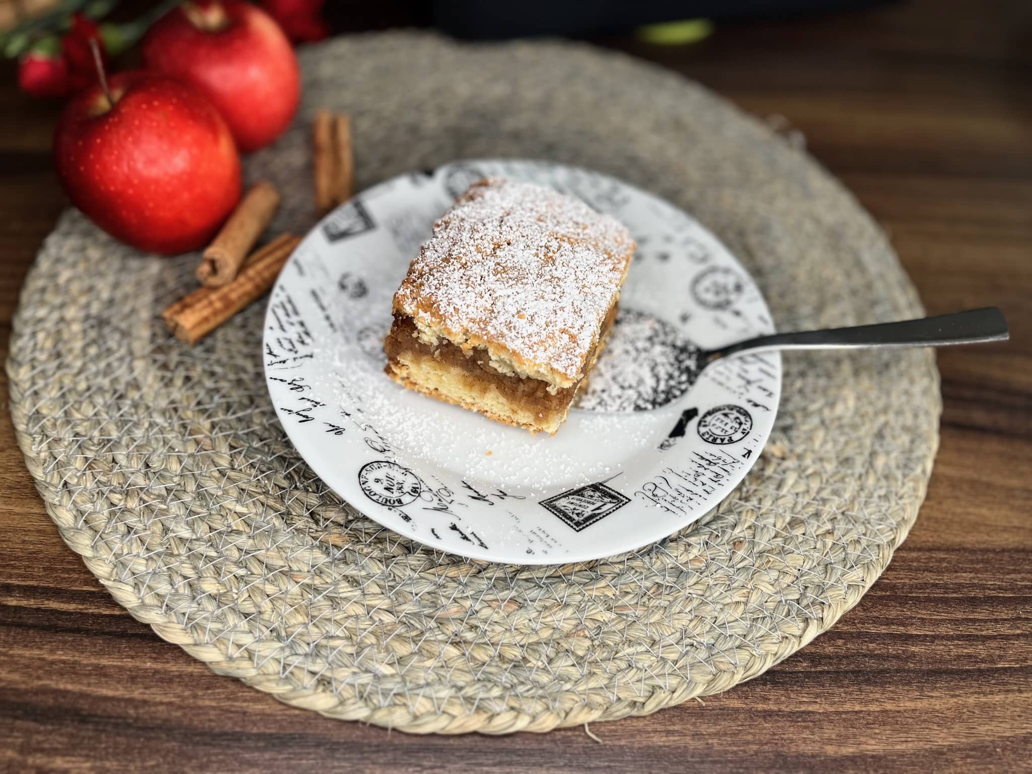 A generous slice of Polish Apple Cake