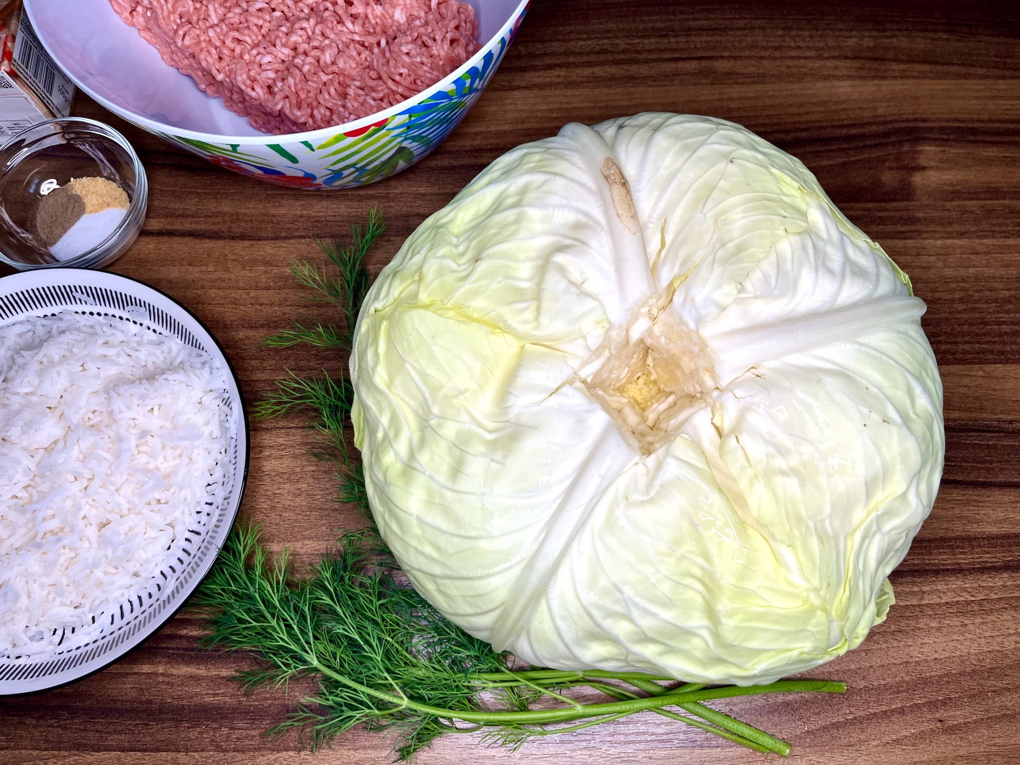 Cabbage with cut out core
