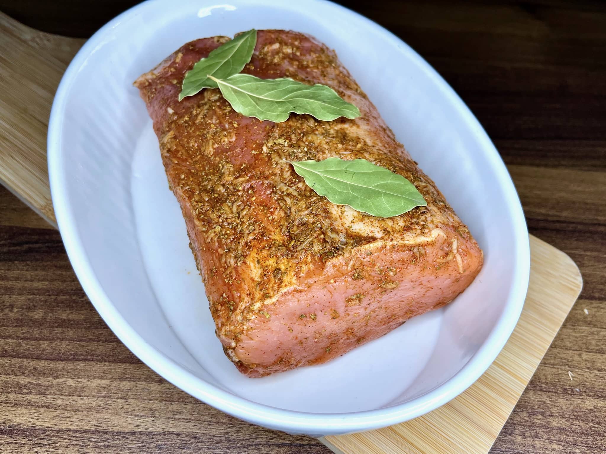 Fresh pork loin rubbed in spices