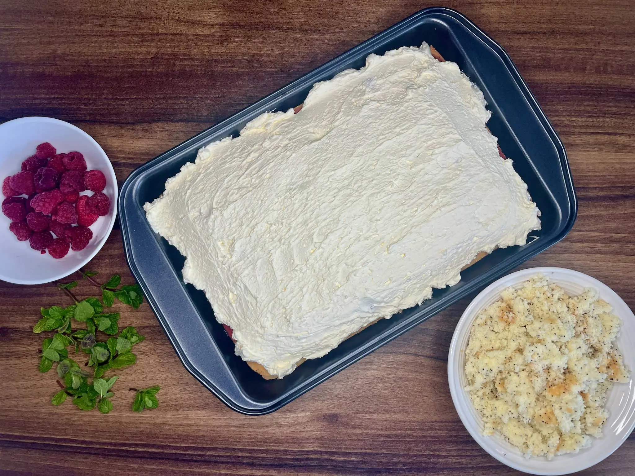 Cake covered with whipped double cream