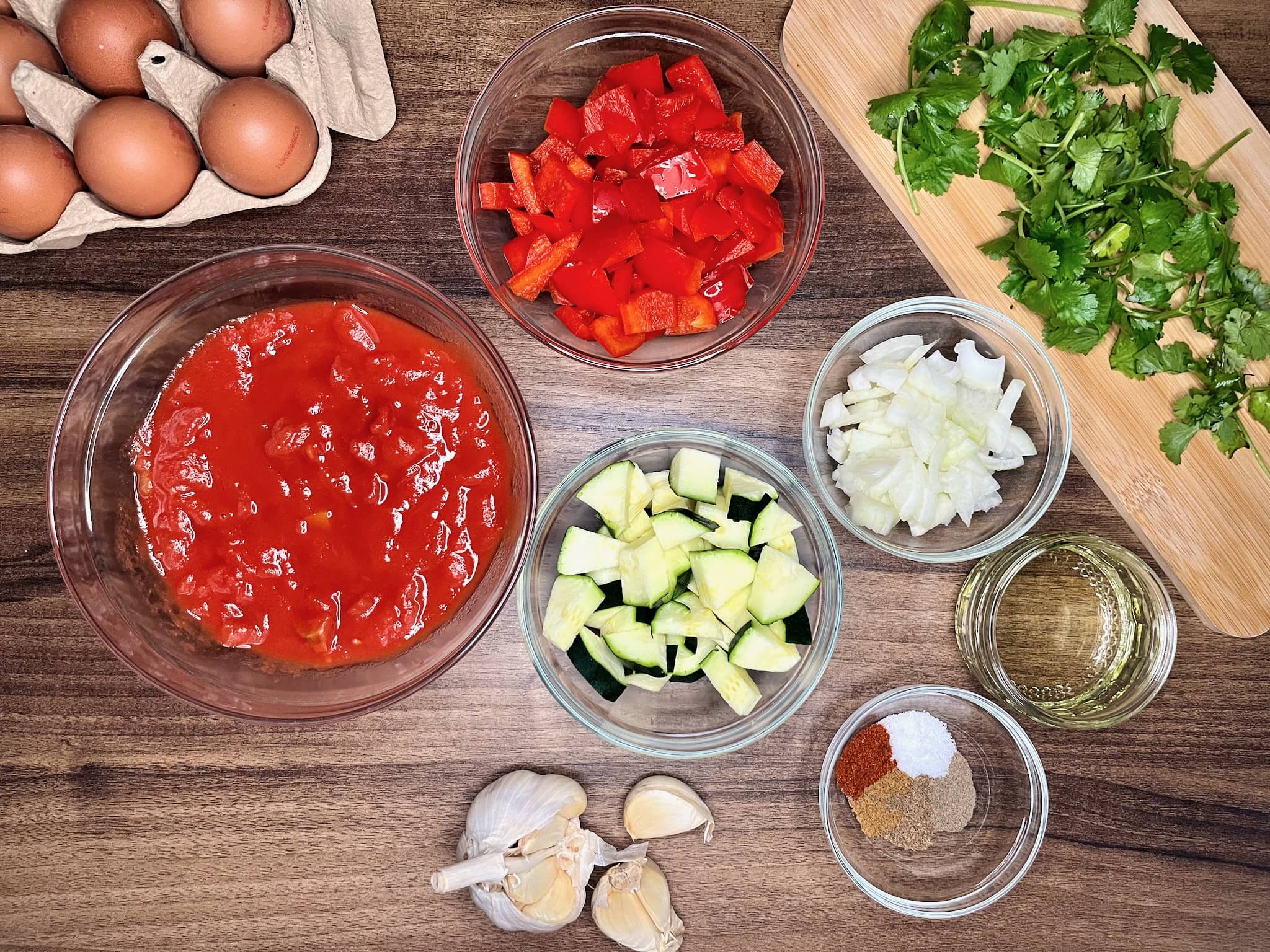 All ingredients ready for Shakshouka