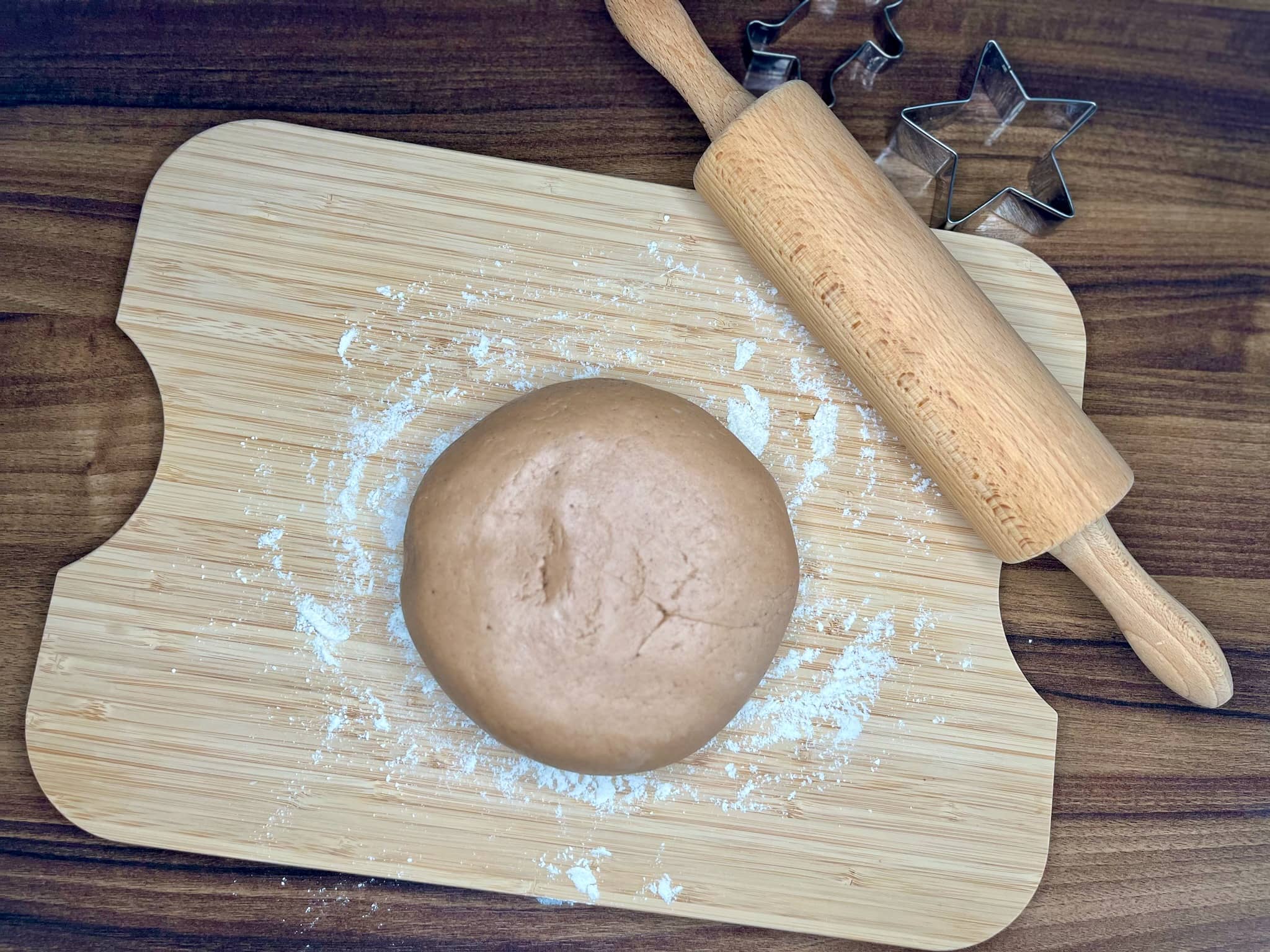 Gingerbread Cookie Dough on the chopping board