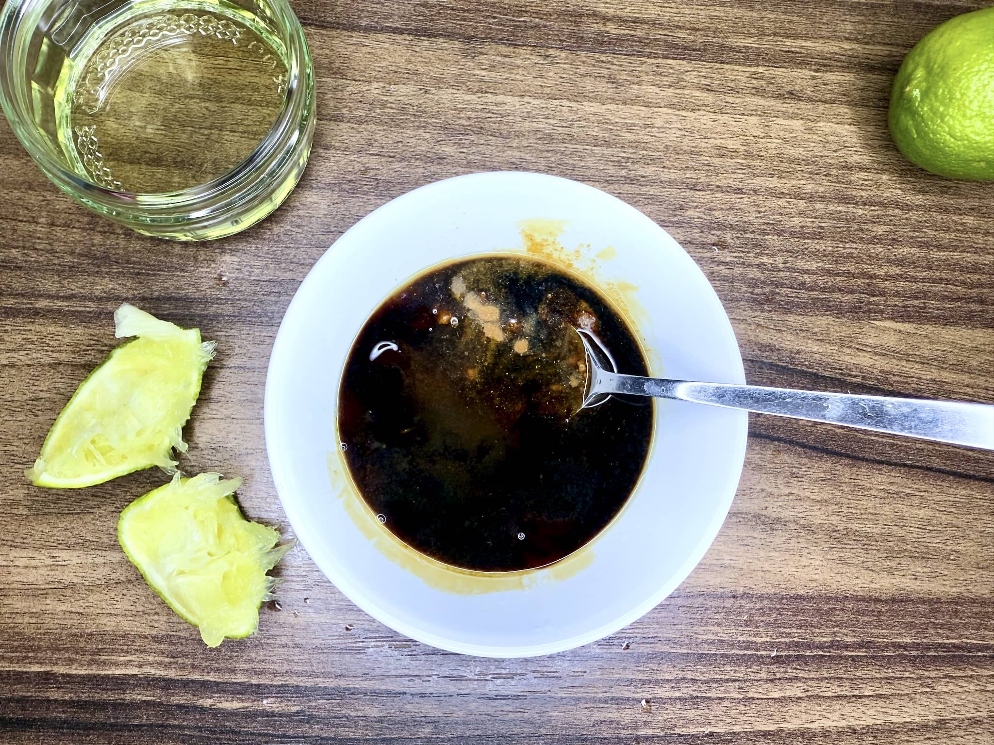 All ingredients for sauce mixture mixed in a bowl