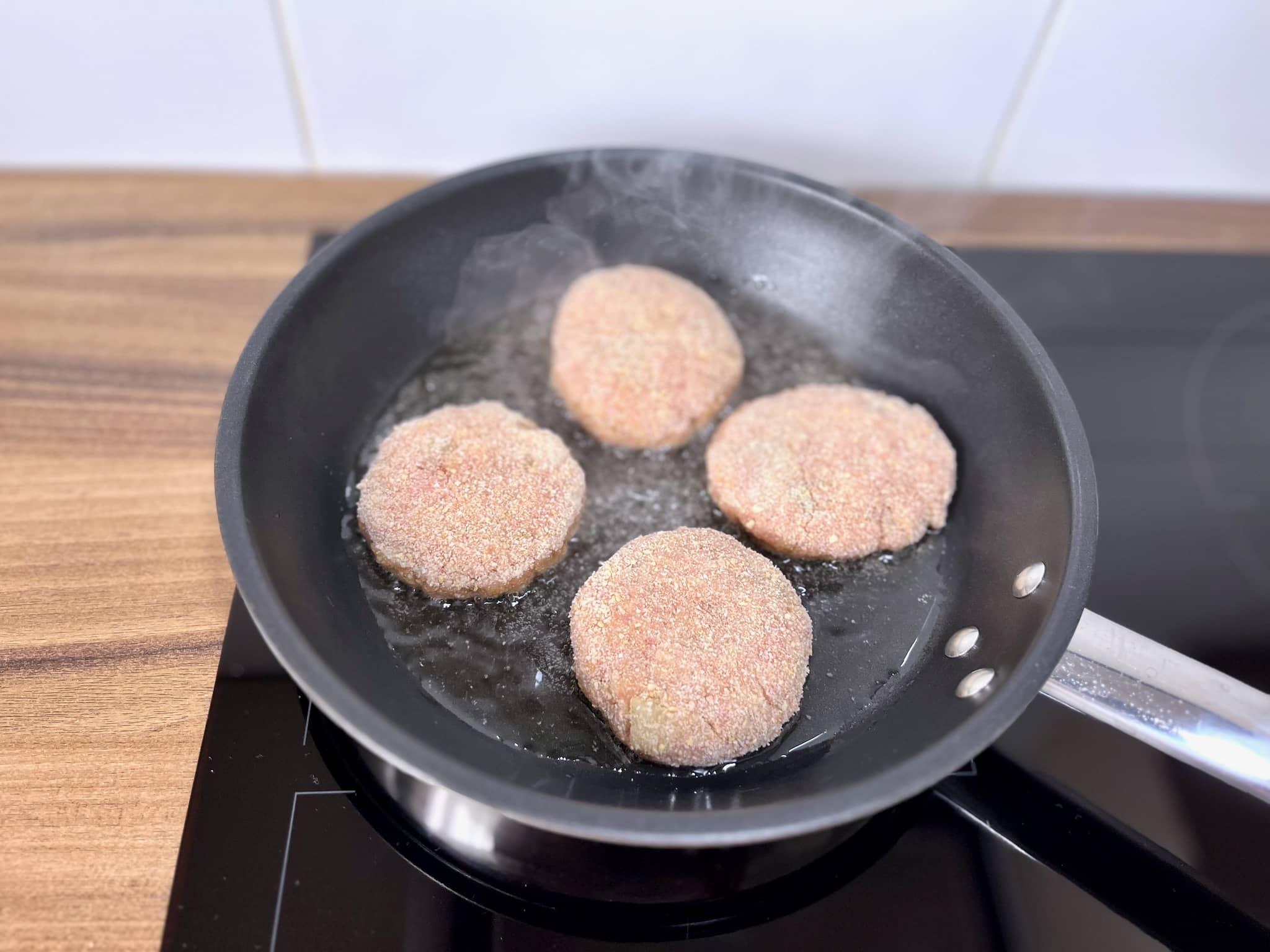 Frying Meat Patties in a frying pan