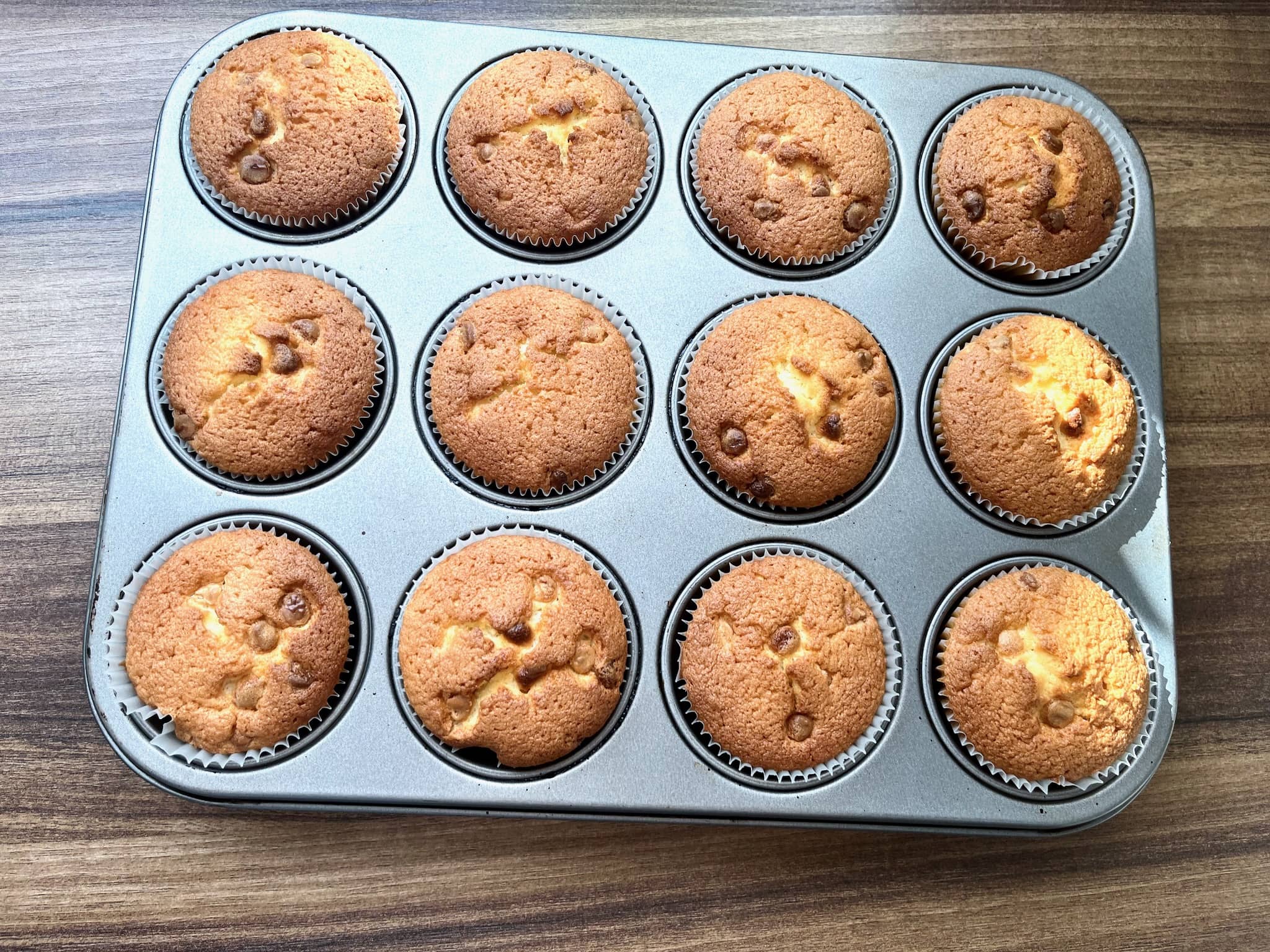 Nicely baked muffins, straight from the oven