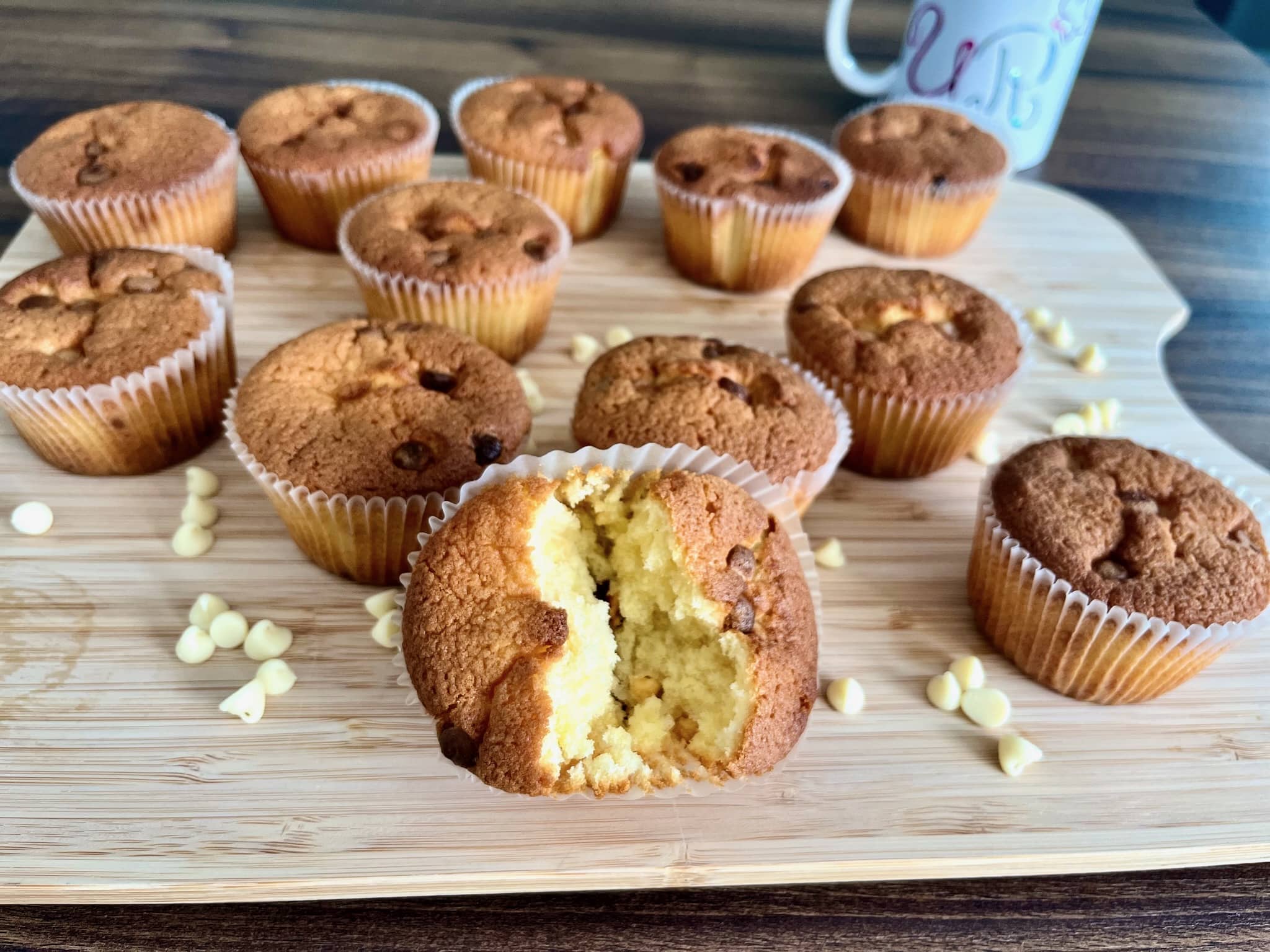 Muffins on a chopping board
