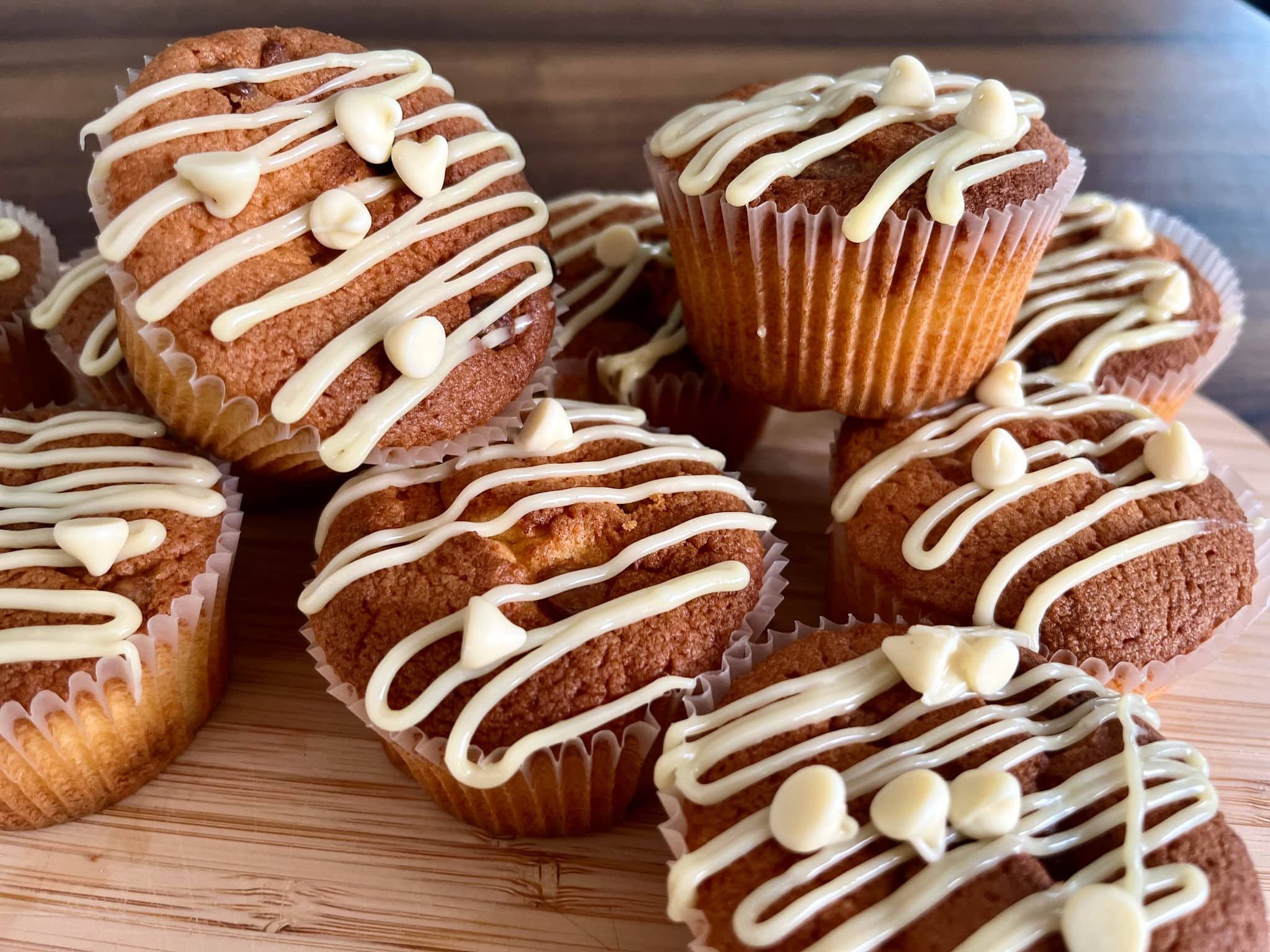 Nicely decorated white chocolate muffins