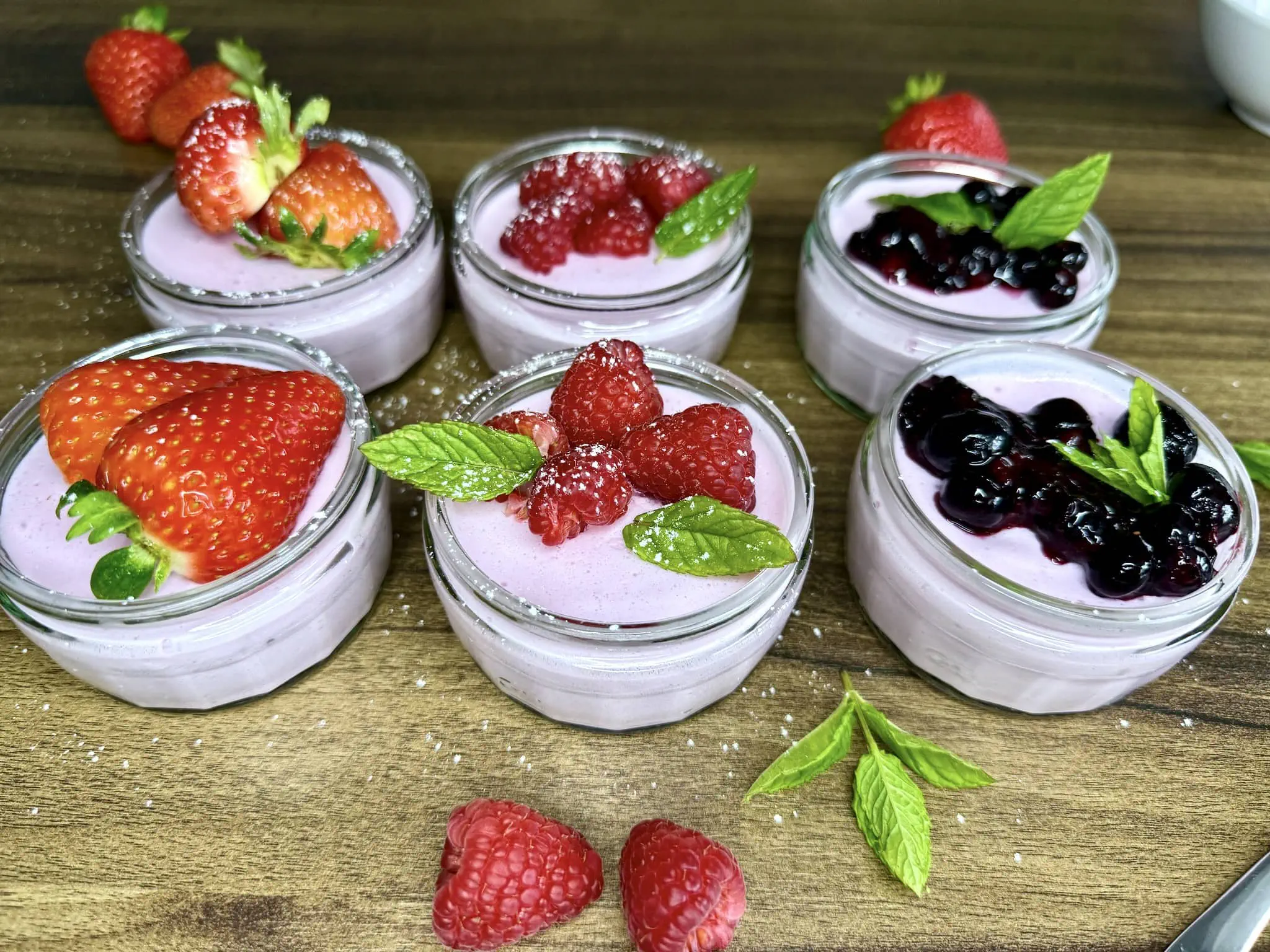 Nicely set and decorated Yoghurt Mousse Pudding